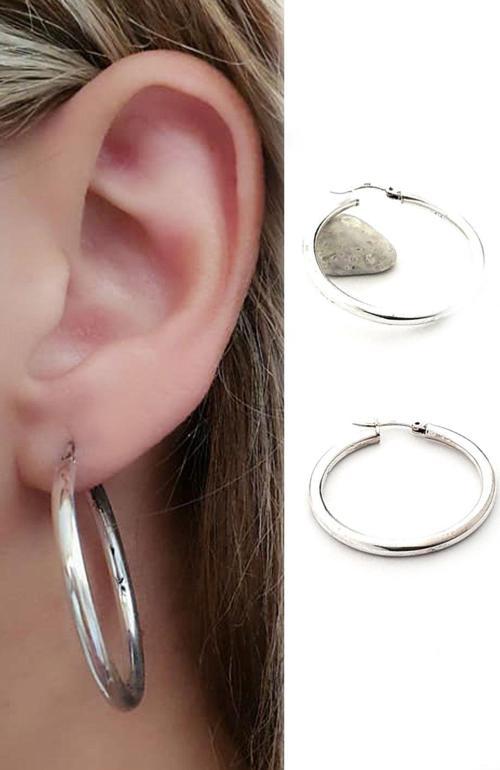 925 ayar gümüş bombeli halka küpe 