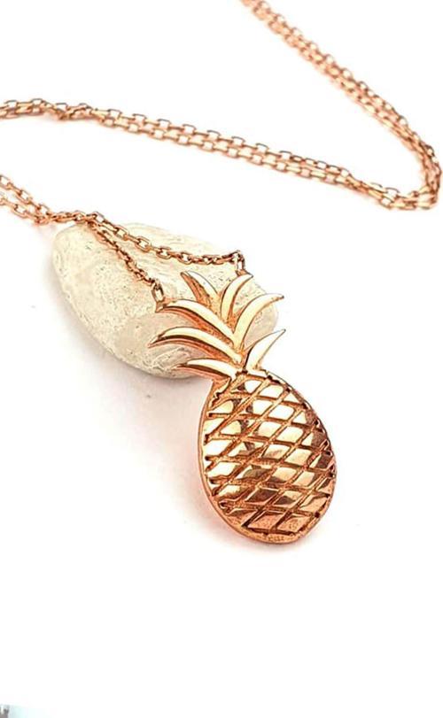 925 ayar gümüş rose ananas kolye