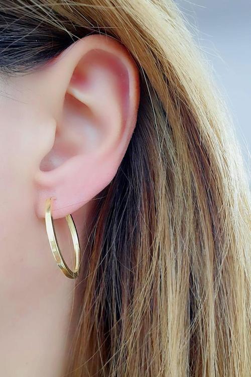 925 ayar Gümüş Üzerine Altın Kaplama Trend Halka Küpe