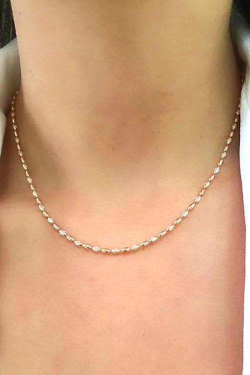 Işıltılı Çift Renkli Rose Beyaz İtalyan.925 Ayar Gümüş Zincir kolye