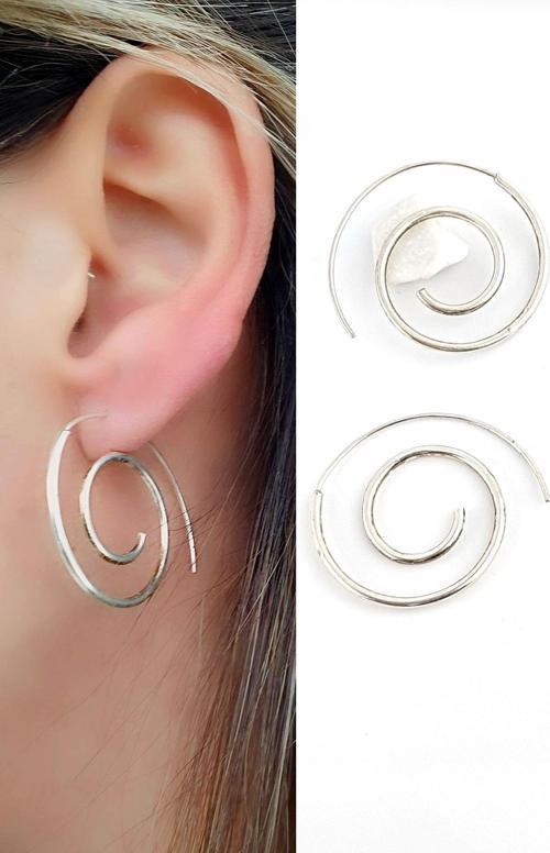 925ayar Gümüş Tasarım Spiral Trend Halka Küpe