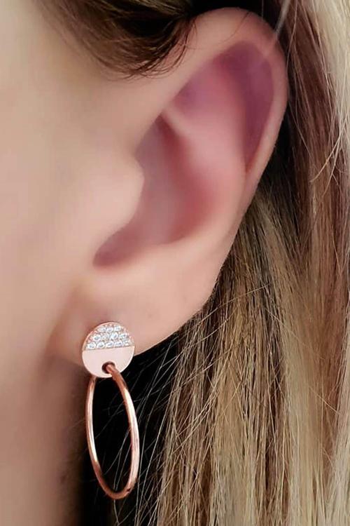 İtalyan tasarımı gümüş rose lüks halka küpe 