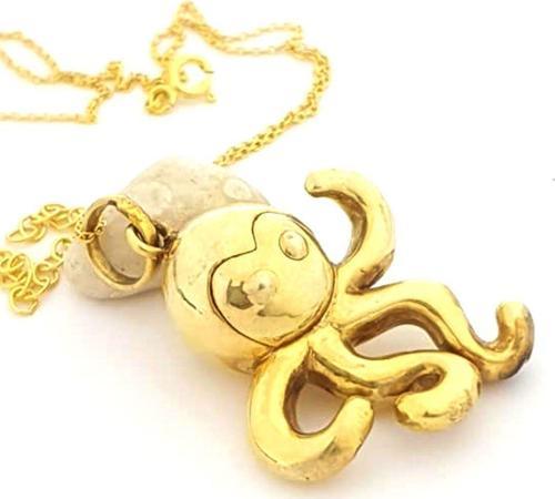 İtalyan 925 ayar gümüş üzerine altın kaplama ahtapot kolye