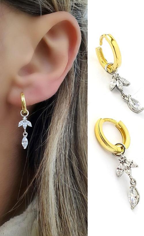 925ayar Gümüş Üzerine Altın Kaplama Luxury Tasarım Lotus Sallantili Küpe 