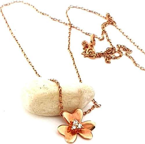 Çicek figürlü 925 ayar gümüş rose kolye