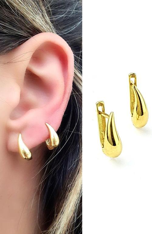 Altın İşçiliği 925ayar Gümüş Üzerine Altın Kaplama Trend Damla Küpe