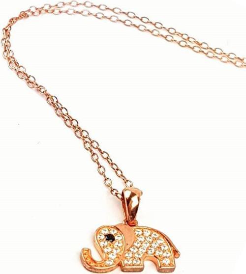 Fil figürlü zirkon taşlı gümüş kolye