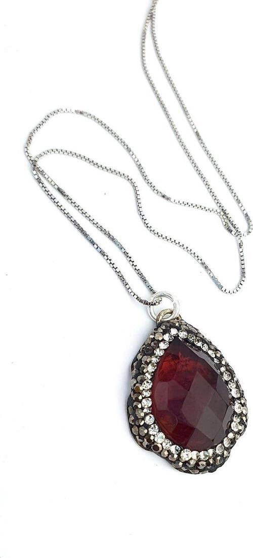 Ametist Taşlı Swarovski taş detaylı 925ayar Gümüş Tasarım Kolye 