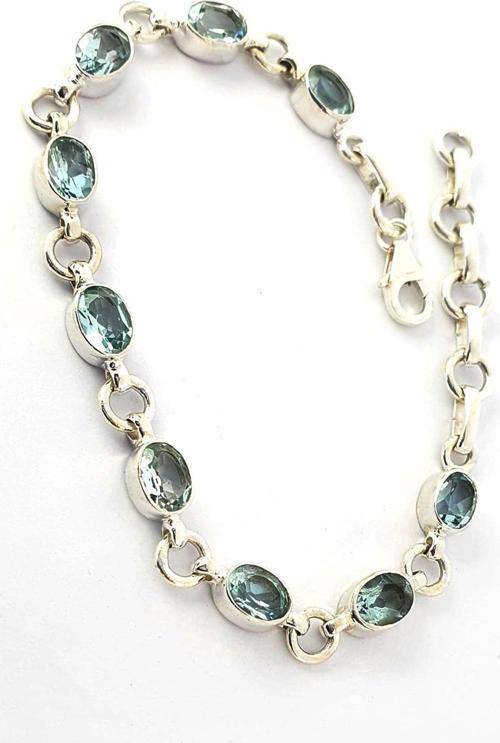 Aquamarin Taşlı 925ayar Gümüş El İşi Bileklik