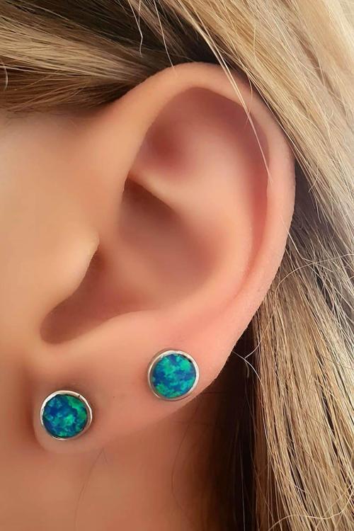 opal taşlı gümüş çift küpe 