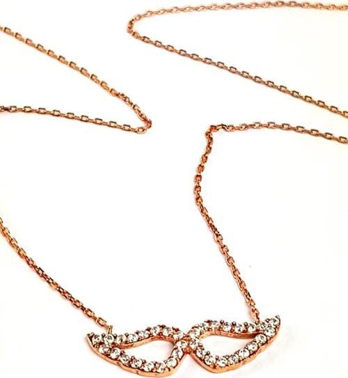 Melek kanadı Figürlü Gümüş üzerine rose altın kaplama kolye 