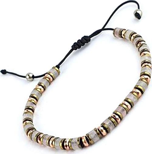 Pembe kuvars ve hematit Taşlı El işi Tasarım doğal taş bileklik