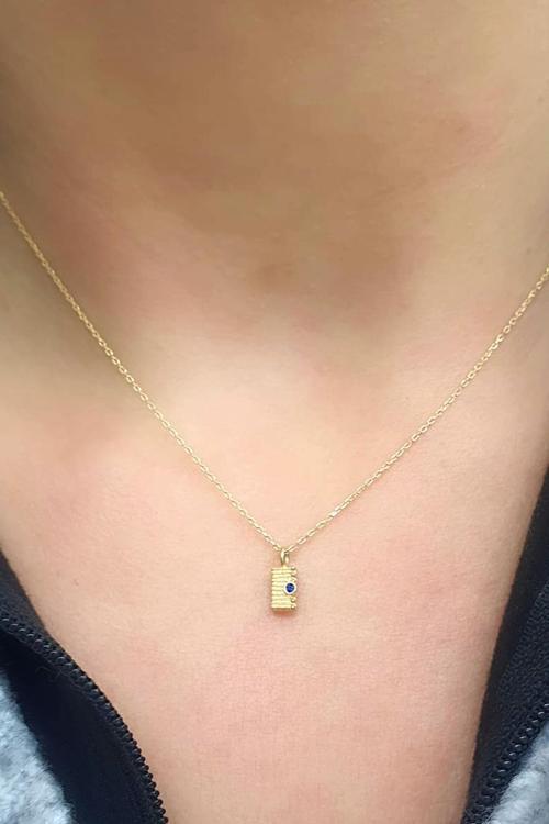 Safir Taşlı 925ayar Gümüş Üzerine Altın Kaplama Luxury Tasarım Minimal Kolye