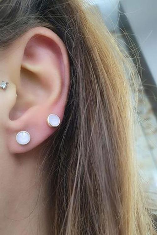 Pembe Swarovski Taşlı 925ayar Gümüş Üzerine Altın Kaplama Top Küpe 