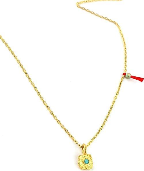 Turkuaz Taşlı 925ayar Gümüş Üzerine Altın Kaplama Luxury Tasarım Minimal Şans kolye