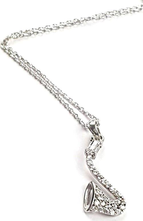 Pırlanta Işıltısında Saksafon Figürlü Gümüş Kolye 