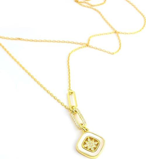 Sedef Taşlı Kutup Yıldızı Figürlü 925ayar Gümüş Üzerine Altın Kaplama  İtalyan Kolye 