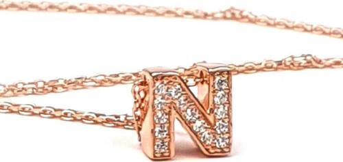 n harfi gümüş rose minimal kolye