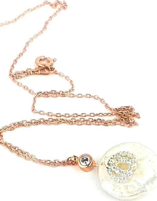 uğur böceği figürlü Barok İncili 925 ayar Gümüş Rose Kolye