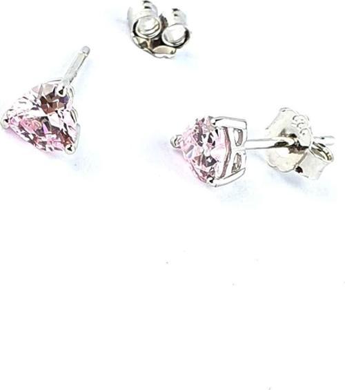 Sky Diamond Pink Morganit Taşlı Minimal Kalp Küpe