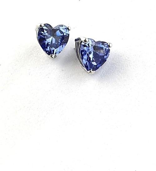 Sky Diamond purple Ametist Taşlı Minimal Kalp Küpe