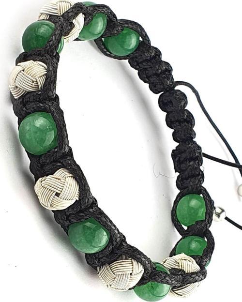 Yeşim Taşlı Beyaz Kazan Detaylı Tasarım Taraftar Şambala Bileklik