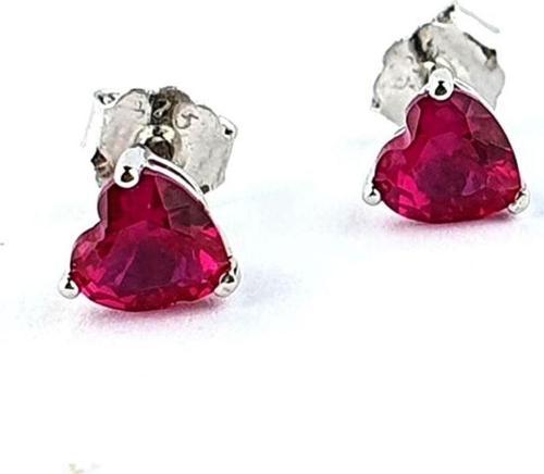 Sky Diamond Red Creative Rubies Taşlı Minimal Kalp Küpe