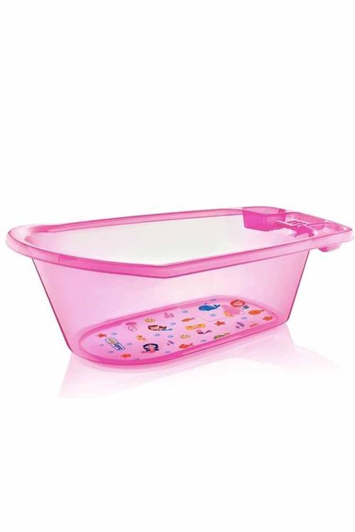 Şeffaf Desenli Pembe Bebek Banyo Küveti
