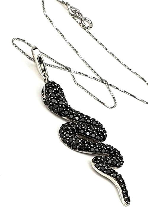 Oniks taşlı 925 ayar gümüş tasarım yılan kolye