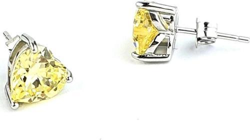 Sky Diamond Yellow Sitrin 925 ayar Gümüş Kalp Küpe