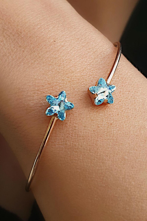 swarovski taşlı 925 ayar gümüş rose Yıldız Bileklik