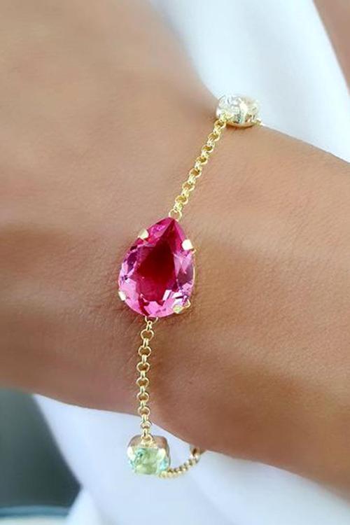 Swarovski Taşlı 925ayar Gümüş Üzerine Altın Kaplama Tasarım Bileklik
