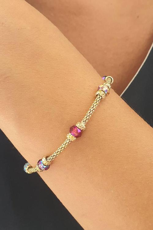 Swarovski taşlı 925ayar Gümüş Üzerine Altın Kaplama Trend Bileklik