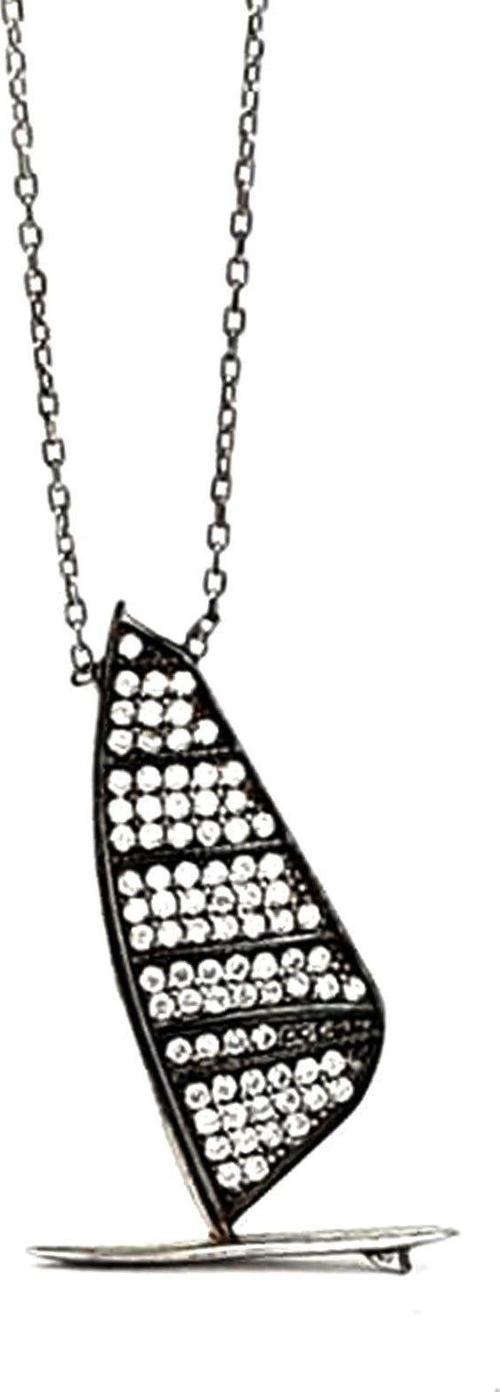 Zirkon taş detaylı 925 ayar gümüş yelkenli tasarım kolye