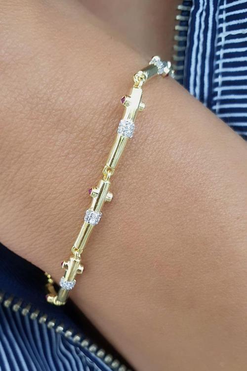 Zirkon Taş Detaylı 925ayar Gümüş Üzerine Altın Kaplama Luxury Tasarım Trend Bileklik