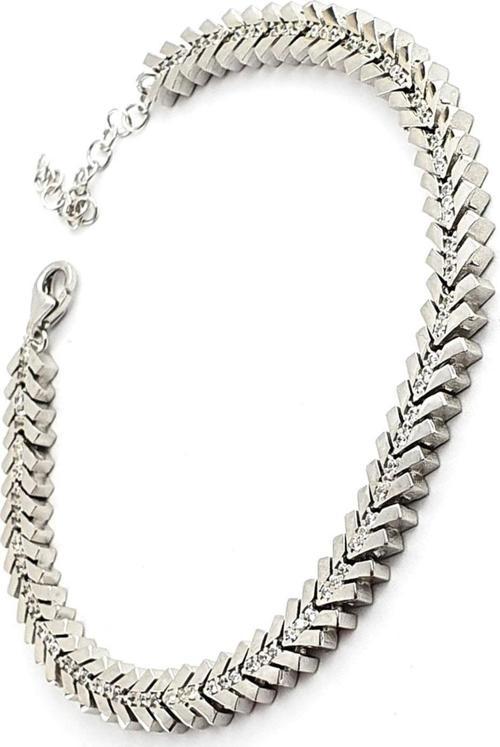 Zirkon Taş Detaylı 925ayar Gümüş Luxury Tasarım Su Yolu Bileklik