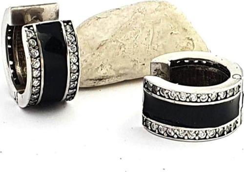 Zirkon taş detaylı mine işçiliği italyan tasarimi 925ayar gümüş halka küpe 1 cm çap