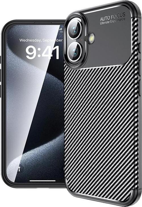 Apple iPhone 16 Plus Kılıf Darbe Emici Uzun Ömürlü Parmak İzi Yapmaz Karbon Tasarım Negro Kılıf