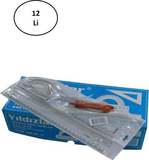 Çizim Takımı Pergelli 30 Cm 12'Li Şeffaf
