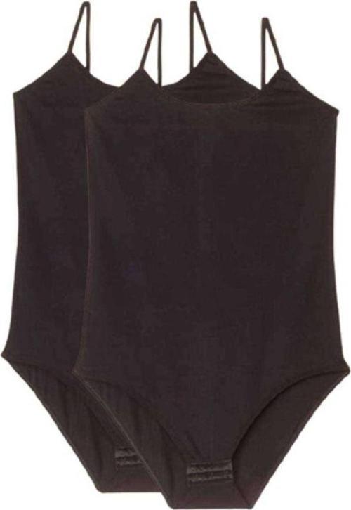 2 Adet Battal Beden İp Askılı Kadın Çıtçıtlı Body Siyah