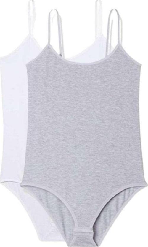 2 Adet İp Askılı Kadın Çıtçıtlı Body Beyaz Ve Gri