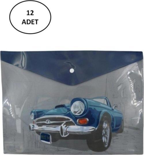 Puti Desenli A4 Çıtçıtlı Dosya 2 Taşıt Desenli (12 Li Paket)