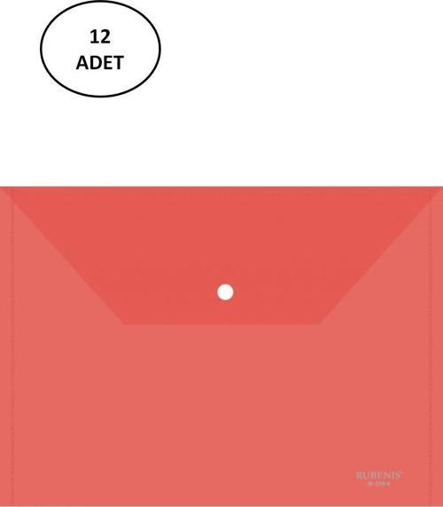 Rubenis Çıtçıtlı Dosya A4 Şeffaf Kırmızı 12 Adet