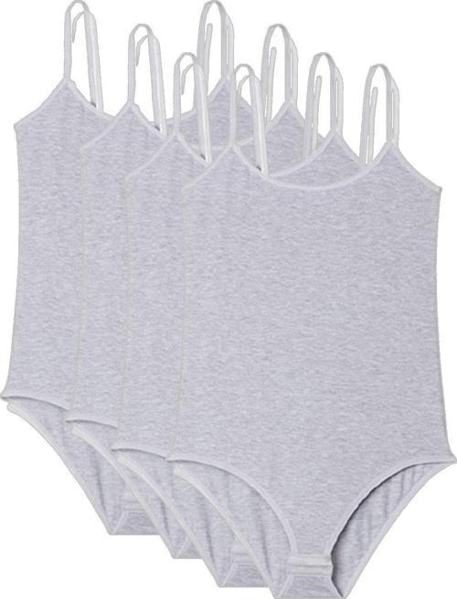 4 Adet İp Askılı Kadın Çıtçıtlı Body Gri