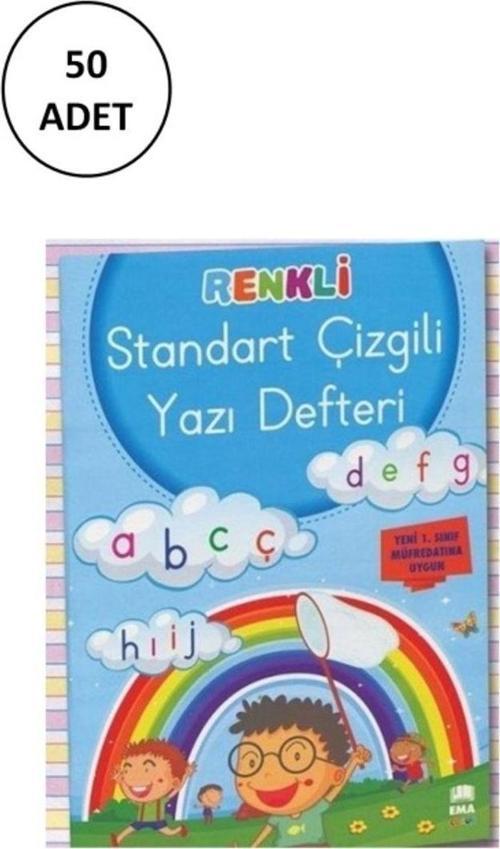 Renkli Standart Çizgili Güzel Yazı Defteri Ema Çocuk 50 Adet