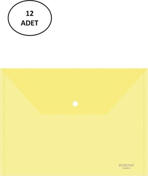 Çıtçıtlı Dosya A4 Şeffaf Sarı 12 Adet