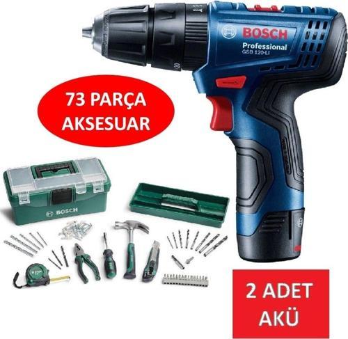 Darbeli Matkap Çift Akülü Şarjlı Matkap Akülü Vidalama + 73 Parça Aksesuar Seti Takım Çantası