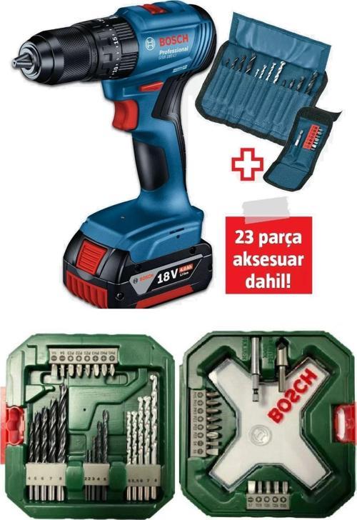 Gsb 185-Li (Tek Akülü) Kömürsüz Darbeli Matkap Vidalama Şarjlı Matkap + 38 Parça Aksesuar Seti