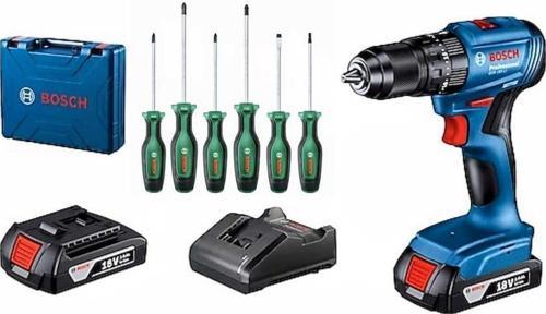 Gsb 185-Li Darbeli Kömürsüz Çift Bataryalı Ve Bosch 6 Lı Tornavida Seti Hediye