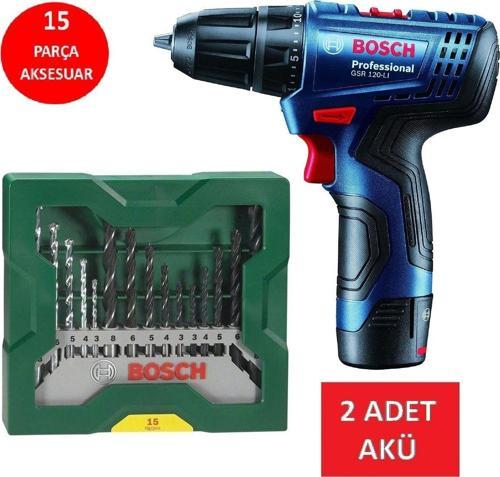 Matkap Darbesiz Çift Akülü Şarjlı Matkap Akülü Vidalama + 15 Parça Matkap Ucu